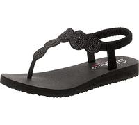 Skechers Zehensteg Flip-Flop Meditation-Stars und Sparkle-Rund-Strasssteine für Damen, Riemchen, Schwarz/Schwarz, 40 EU