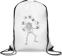 Skeleton Jongliertasche mit Totenköpfen und Kordelzug, Weiß