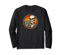 Skeleton Peace Sign Retro Vintage Funny Art Langarmshirt