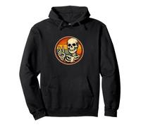 Skeleton Peace Sign Retro Vintage Funny Art Pullover Hoodie
