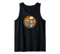 Skeleton Peace Sign Retro Vintage Funny Art Tank Top