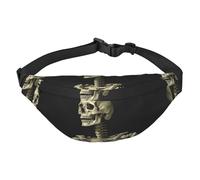 Skelett-Bauchtasche für Damen und Herren, modische Hüfttasche, Crossbody-Tasche, Geldbörse, Hüfttasche mit verstellbarem Riemen, wasserdichte Brusttasche für Reisen, Wandern, Sport, Schwarz,