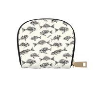 Skelett Fisch Fossil Print Kreditkartenetui für Frauen Kartenetui Brieftasche Leder Kreditkartenetui Brieftasche