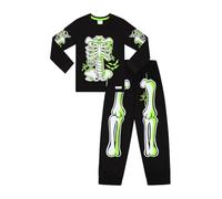 Skelett Glow In The Dark Jungen Mädchen Lang Unisex Schlafanzug, Schwarz , 7-8 Jahre