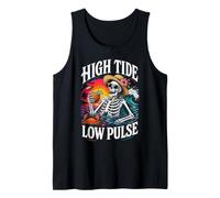Skelett im Strand Lustig High Tide Low Pulse Gruselig Tank Top