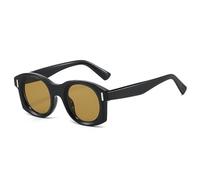 SKFGNX Beliebte quadratische Sonnenbrille für Damen, verspiegelte Gläser mit Farbverlauf, UV400, Retro-Nieten, Punk-Stil, schwarz-teefarben, 1