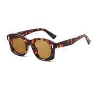 SKFGNX Beliebte quadratische Sonnenbrille für Damen, verspiegelte Gläser mit Farbverlauf, UV400-Schutz, Retro-Nieten, Punk-Stil, Leopardenmuster, 1