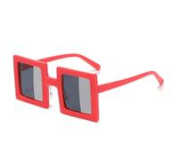 SKFGNX Modische, kleine, quadratische Sonnenbrille für Damen im Retro-Stil mit zweifarbigen Gläsern, UV400-Schutz, trendige Outdoor-Sonnenbrille für Herren, rot-grau-silber, 1