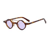 SKFGNX Modische kleine quadratische Sonnenbrille für Damen, Retro-Design mit Doppelsteg, klaren Gläsern, UV400-Schutz, Nieten, Punk-Stil, Leopardenmuster, Lila, 1