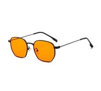 SKFGNX Modische quadratische Damen-Sonnenbrille im Retro-Stil mit klaren Gläsern und Metallrahmen, Punk-Optik, orangefarbene Sonnenbrille mit UV400-Schutz, schwarz-orange, 1