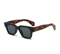 SKFGNX Modische quadratische Sonnenbrille für Damen im Retro-Stil, gelb-blaue Farbtöne, UV400, trendige Sonnenbrille für Herren, schwarz-leopardengrau, 1
