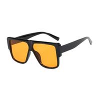 SKFGNX Modische, übergroße quadratische Sonnenbrille für Damen im Retro-Stil mit Farbverlauf, UV400, schwarz-orange, 1