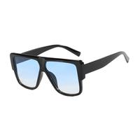 SKFGNX Modische, übergroße quadratische Sonnenbrille für Damen im Retro-Stil mit Farbverlauf, UV400, Schwarz-Blau-Verlauf, 1