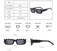 SKFGNX Modische, unregelmäßige rechteckige Sonnenbrille für Damen, Farbverlauf, UV400, Retro-Sonnenbrille, quadratisch, grau gemustert, 1