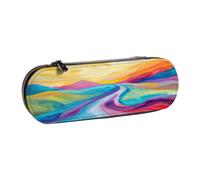 SKGOHLH Colorful River Federmäppchen aus Leder mit mehreren Schlitzen | Colorful River wasserdichter Mikrofaser-tragbarer Mehrzweck-Organizer für Reisen und tägliche Arbeit