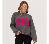Ski Sweater Alpaka-Strickpullover Damen - medium gray - M