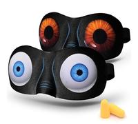 SkiBeau Süße 3D-Schlafmaske, lustige Augenbinde, 2 Stück, Reise-Schlafmasken, superweich, seltsame Augenabdeckung für Männer, Frauen und Kinder