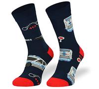 SKIETY Bunte Interessante Socken - Lustige Seltsame Socken - Verrückte Ausgefallene Socken - Skurrile Socken für Erwachsene - Baumwolle - für Frauen Männer - Police - 43-46