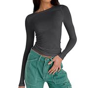 Skims Long-Sleeved Shirt, Slim Fit, Women's Y2K Tops, Long Sleeve Shirts, Crew Neck, Cropped Tee, Plain Basic Crop Tops, Casual Athletic Top, Teenager Streetwear, V Neck, Vintage Clothes, Stockholm