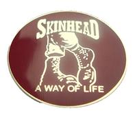 Skinhead A Way Of Life Boots Circle Enamel Pin Badge (Burgundy)