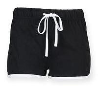 Skinni Fit Damen SK069 Sport-Shorts, Fitness und Freizeit (M, Schwarz/Weiß)