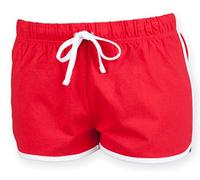 Skinni Fit Damen SK069 Sport-Shorts, Fitness und Freizeit (XS, Rot/Weiß)