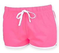 Skinni Fit Damen-Trainingshose, Retro, Fitness-Shorts Gr. S, Rosa / Weiß