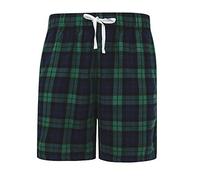 Skinni Fit Herren-Lounge-Shorts mit Schottenkaro, Marineblau/Grün kariert, L