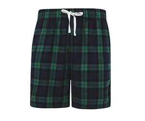 Skinni Fit Herren-Lounge-Shorts mit Schottenkaro, Marineblau/Grün kariert, L