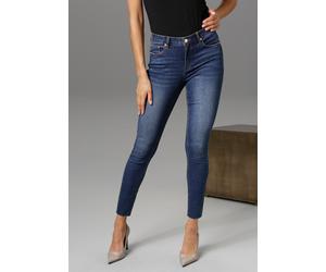 Skinny-fit-Jeans ANISTON CASUAL, Damen, Gr. 36, N-Gr, blau (dunkelblau), Denim/Jeans, Obermaterial: 70% Baumwolle, 28% Polyester, 2% Elasthan, Destroyed-Effekte, leichte Abriebeffekte, unifarben, sehr
