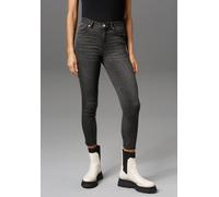 Skinny-fit-Jeans ANISTON CASUAL, Damen, Gr. 40, N-Gr, schwarz, Denim/Jeans, Obermaterial: 70% Baumwolle, 28% Polyester, 2% Elasthan, Destroyed-Effekte, leichte Abriebeffekte, unifarben, sehr figurbeto