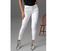 Skinny-fit-Jeans ANISTON CASUAL, Damen, Gr. 40, N-Gr, weiß, Denim/Jeans, Obermaterial: 98% Baumwolle, 2% Elasthan, Destroyed-Effekte, unifarben, sehr figurbetont knöchelfrei, Jeans, regular waist - mi