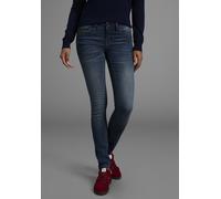 Skinny-fit-Jeans ARIZONA "mit Keileinsätzen", Damen, Gr. 24, K + L Gr, blau (dunkelblau us), Denim/Jeans, Obermaterial: 76% Baumwolle, 16% Polyester, 7% Viskose, 1% Elasthan, Basic, skinny fit lang, J