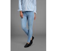 Skinny-fit-Jeans ARIZONA "mit Keileinsätzen", Damen, Gr. 42, N-Gr, blau (bleached), Denim/Jeans, Obermaterial: 76% Baumwolle, 16% Polyester, 7% Viskose, 1% Elasthan, Basic, skinny fit lang, Jeans, ext
