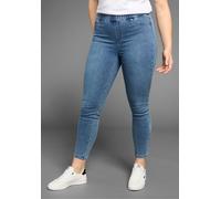 Skinny-fit-Jeans ARIZONA "Ultra Stretch - Curve Collection", Damen, Gr. 42, N-Gr, blau (blau used), Denim/Jeans, Obermaterial: 66% Baumwolle, 30% Polyester, 4% Elasthan, Basic, skinny fit knöchellang,