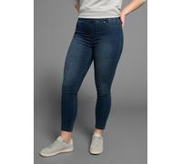 Skinny-fit-Jeans ARIZONA "Ultra Stretch - Curve Collection", Damen, Gr. 42, N-Gr, blau (dk blau used), Denim/Jeans, Obermaterial: 66% Baumwolle, 30% Polyester, 4% Elasthan, Basic, skinny fit knöchella