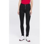 Skinny-fit-Jeans ARIZONA "Ultra Stretch", Damen, Gr. 36, N-Gr, schwarz (schwarz schwarz), Denim/Jeans, Obermaterial: 63% Baumwolle, 32% Polyester, 5% Elasthan, leichte Abriebeffekte, skinny fit knöche