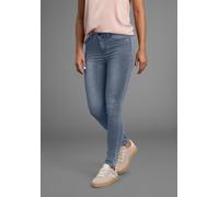Skinny-fit-Jeans ARIZONA "Ultra Stretch", Damen, Gr. 42, N-Gr, blau (blau used), Jeans, Obermaterial: 63% Baumwolle, 32% Polyester, 5% Elasthan, skinny fit knöchellang, Jeans Skinny-fit-Jeans, extra-e