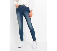 Skinny-fit-Jeans BONPRIX, Damen, Gr. 50, N-Gr, blau denim, Denim/Jeans, Obermaterial: 76% Baumwolle, 16% Polyester, 7% Viskose, 1% Elasthan, skinny fit, Jeans, Skinny-fit-Passform, verkürztes 7/8-Bein