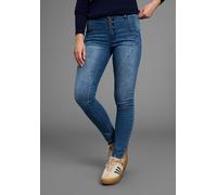 Skinny-fit-Jeans BRUNO BANANI, Damen, Gr. 40, N-Gr, blau (dunkelblau us), Denim/Jeans, Obermaterial: 76% Baumwolle, 16% Polyester, 7% Viskose, 1% Elasthan, unifarben, Basic, extraeng lang, Jeans, extr