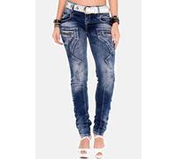 Skinny-fit-Jeans CIPO & BAXX "Jeans", Damen, Gr. 30, Länge 34, blau, 86% Baumwolle, 10% Elasthan, 4% Polyester, unifarben, Basic, skinny fit lang, Jeans, in Skinny Fİt, WD200 (69566635-30) blau