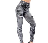 Skinny Fit Jeans für Damen Stretch-Denim-Jeggings mit hoher Taille und Taschen Damen-Jeans mit niedrigem Bund und zerrissenen Knien Skinny mit Destroyed-Effekten, Elastische Hosen mit kleinen Füßen