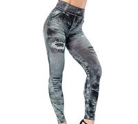 Skinny Fit Jeans für Damen Stretch-Denim-Jeggings mit hoher Taille und Taschen Damen-Jeans mit niedrigem Bund und zerrissenen Knien Skinny mit Destroyed-Effekten, Elastische Hosen mit kleinen Füßen