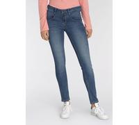 Skinny-fit-Jeans GANG "94MEDINA", Damen, Gr. 30, N-Gr, blau (stone wash), Denim/Jeans, Obermaterial: 90% Baumwolle, 8% Polyester, 2% Elasthan, skinny fit lang, Jeans, mit stylischer halb offener Knopf