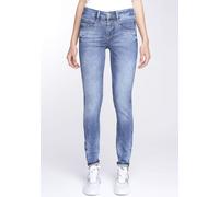 Skinny-fit-Jeans GANG "94MORA", Damen, Gr. 32, N-Gr, blau (midblau wash (mid blau)), Denim/Jeans, Obermaterial: 83% Baumwolle, 15% Polyester, 2% Elasthan, unifarben, skinny fit, Jeans, mit 3-Knopf-Ver