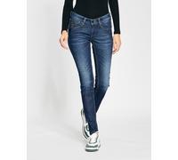 Skinny-fit-Jeans GANG "94NIKITA", Damen, Gr. 27, N-Gr, blau (blau schwarz wash), Denim/Jeans, Obermaterial: 82% Baumwolle, 16% Polyester, 2% Elasthan, skinny fit lang, Jeans, mit Zipper-Detail an der
