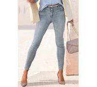 Skinny-fit-Jeans LASCANA, Damen, Gr. 34, N-Gr, blau (blau, washed), Denim/Jeans, Obermaterial: 98% Baumwolle, 2% Elasthan, figurbetont lang, Jeans 5-Pocket-Jeans, mit Stretchanteil, figurbetont (61083