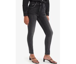 Skinny-fit-Jeans LEVI'S "721 HIGH RISE SKINNY", Damen, Gr. 25, Länge 30, schwarz (shining brighter), Denim/Jeans, Obermaterial: 81% Baumwolle, 18% Polyester, 1% Elasthan, skinny fit lang, Jeans, mit h