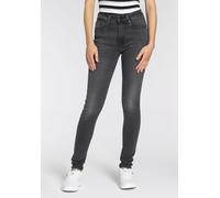 Skinny-fit-Jeans LEVI'S "721 HIGH RISE SKINNY", Damen, Gr. 32, Länge 32, schwarz (schwarz wash), Denim/Jeans, Obermaterial: 85% Baumwolle, 7% Lyocell, 6% Elastomultiester, 2% Elasthan, skinny fit lang