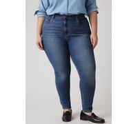 Skinny-fit-Jeans LEVI'S PLUS "721 PL HI RISE SKINNY", Damen, Gr. 14 (46), Länge 34, tenacious schwarz plus, Denim/Jeans, Obermaterial: 78% Baumwolle, 18% Polyester, 4% Elasthan, eng knöchellang, Jeans